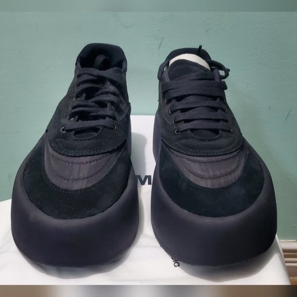 NIB MM6 MAISON MARGIELA Black Pewter Shell-Trimmed Suede Platform Sneakers sz 39 - Picture 6 of 10